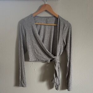 Beyond Yoga Gray Wrap Top